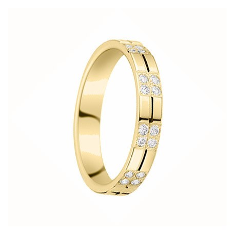 Alliance diamant parsemée or createur pfertzel