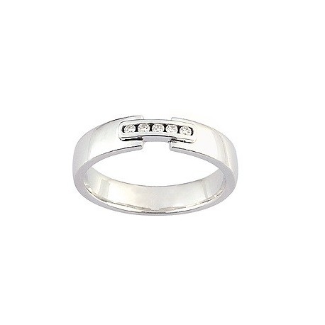 Alliance or blanc originale et diamants
