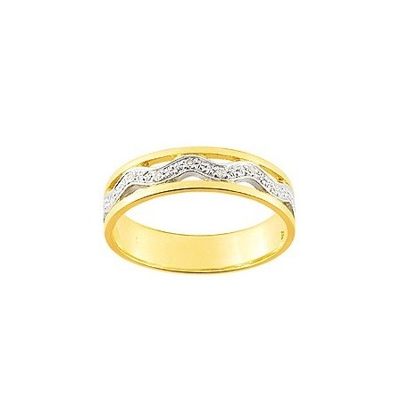 Bague de mariage bicolore ajourée et diamants