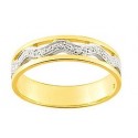Bague de mariage bicolore ajourée vague diamants