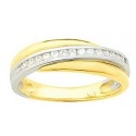 Alliance bicolore or blanc & jaune avec des diamants