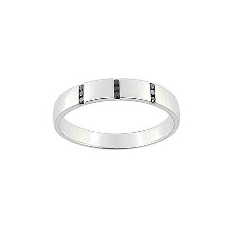 Alliance de mariage diamants noir or 750/1000