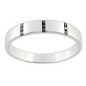 Alliance or blanc 3 lignes diamants noirs