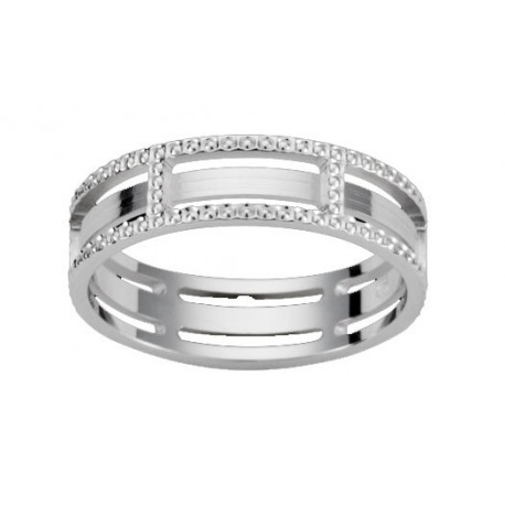 Alliance or blanc 750/1000 ajourée Createur Orest