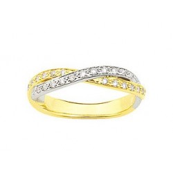 Bague de mariage entrelacé diamant or jaune or blanc INSOLITE